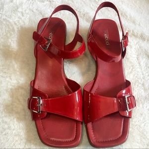 Ecco red leather sandals- size 41